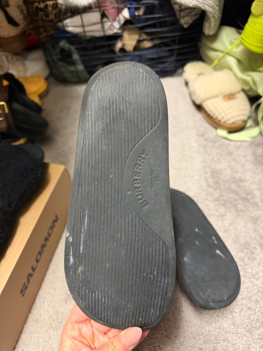 Burberry Black Slide Sandals with White Logo - Picture 4 of 5